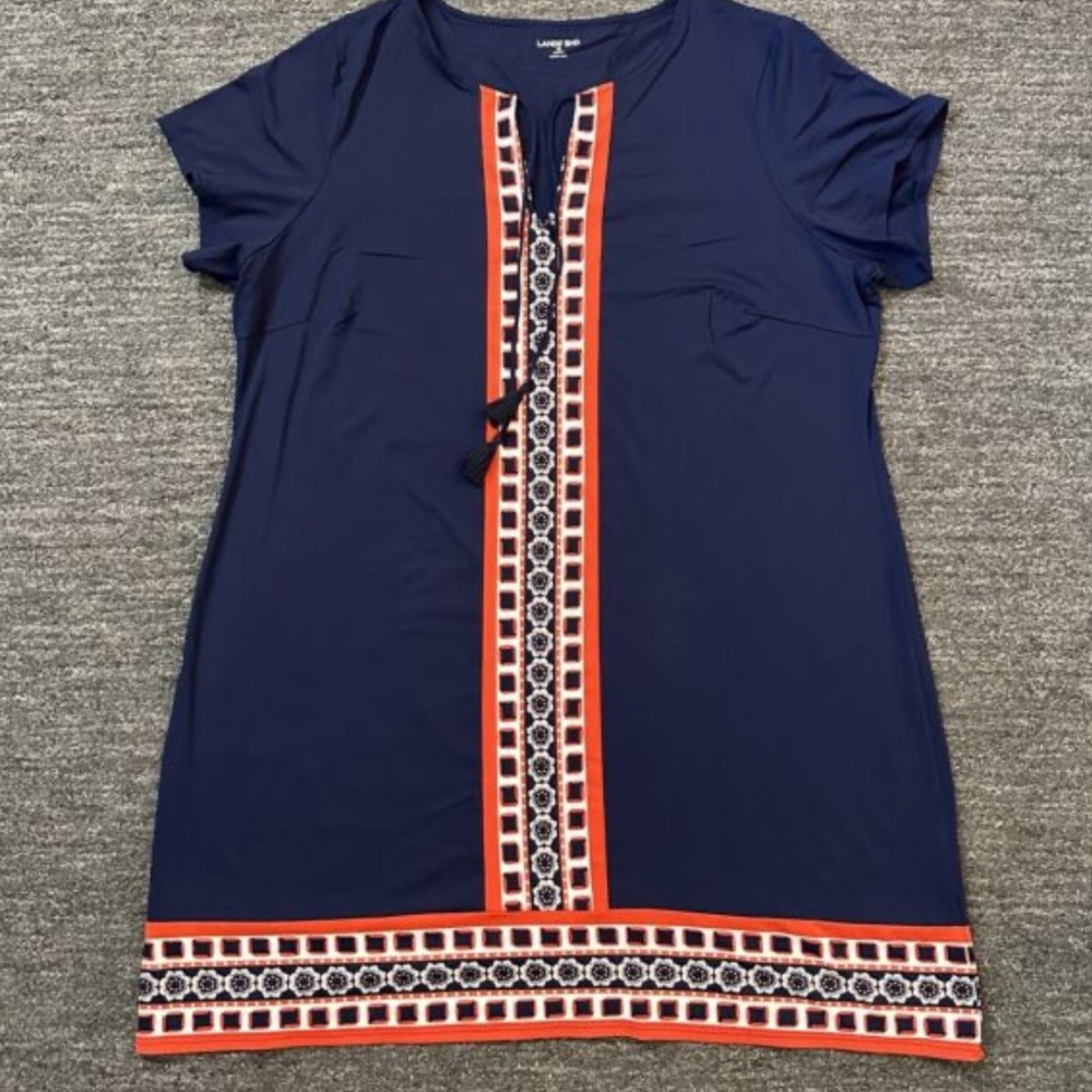 Women’s new lands end swim cover up dress with front knot